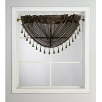 BELLISHED WINDOW SEMI SHEER WATERFALL VALANCE 1 PC JK57 BROWN SOLID TOP CURTAIN KITCHEN ,NURSERY,BATHROOM ATTIC ,PORCHE SIZE 48" WIDE X 38" LENGTH ROD POCKET