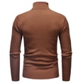 thumbnail image 3 of FINALGANG Mens Solid Color Cable Knit Turtleneck Sweater Long Sleeve Ribbed Hem Slim Fit Jumpsuit For Daily Wear Business Casual Brown XL, 3 of 3