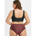 thumbnail image 3 of Rosegal Women Plus Size Zippered Plaid Tankini Swimsuit Black 3X, 3 of 5