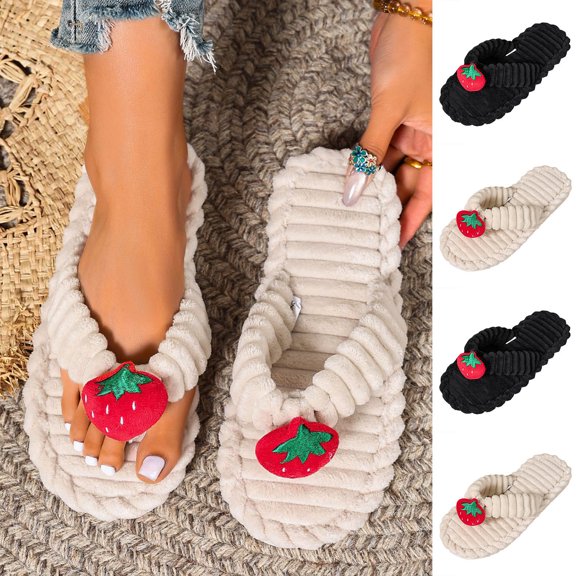 Agkizg Womens Fuzzy Slippers, House Slippers, Friendly Fuzzy Open Toe House Slippers Plushes Flat Casual Indoor Outdoor Winter Slippers