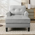 thumbnail image 2 of Mjkone Chaise Lounge Indoor, Linen Oversized Cozy Chaise with Armrest and Pillow, Lounge Chair for Living Room/Bedroom- Light Grey, 2 of 6