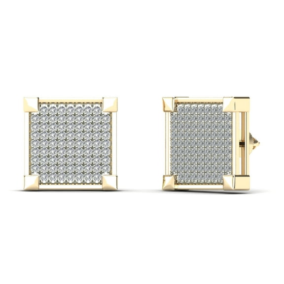 aaXia Men’s 14K Yellow Gold 1/2ct TDW Diamond Square Stud Earrings