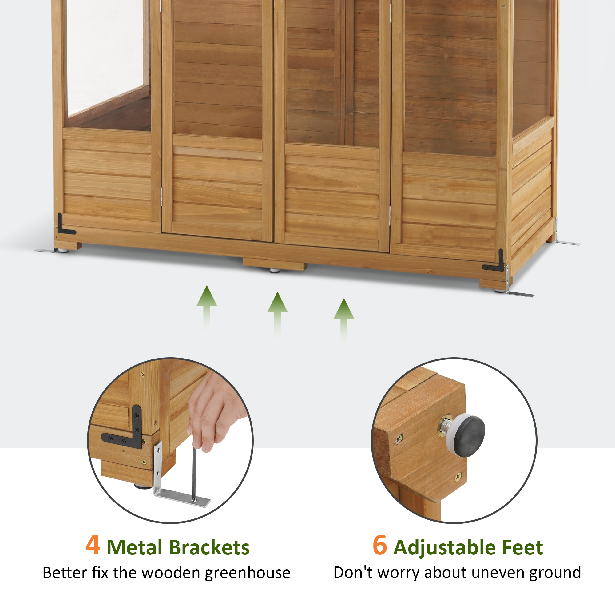 MCombo Wood Walk-In Outdoor Greenhouse, 57.9" x 28.5" x 73.4"