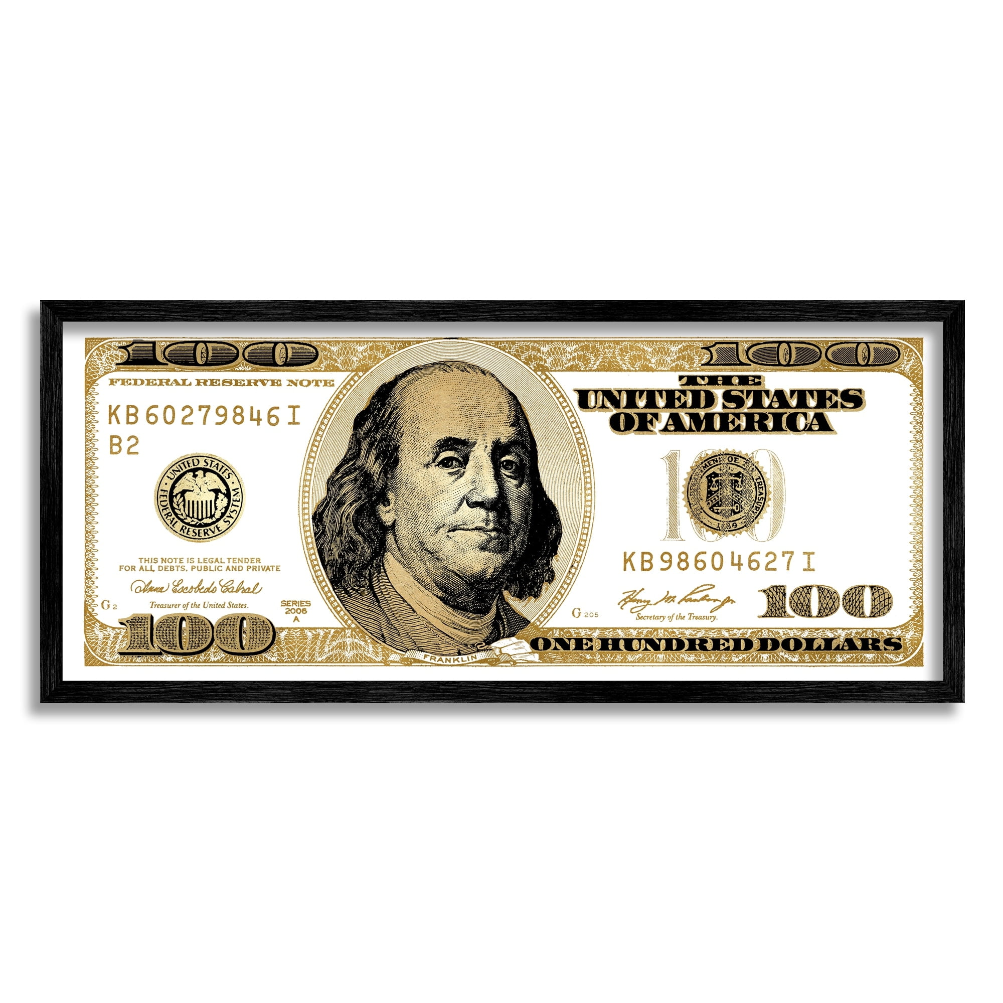 Stupell Industries Decorated Dollar Bill Pattern Trendy Glam Money Framed Wall Art, 24 x 10, Design by Madeline Blake
