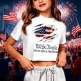 thumbnail image 2 of Y-Sunset Girls' 250 Years of Freedom Patriotic Crop Top, Kids "We The People" 4th of July Short Sleeve Tee, Casual Independence Day T-Shirt for Ages 5-14(White/9-10 Years), 2 of 3