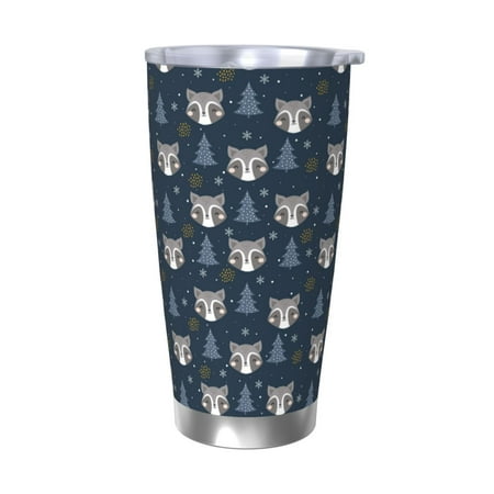 

Cauagu Cute Christmas Tree Raccoon Pattern 20oz Tumbler Stainless Steel Vacuum Insulated Tumbler with Lid Durable Insulated Coffee Mug Thermal Cup with Splash Proof Sliding Lid-Without Straw
