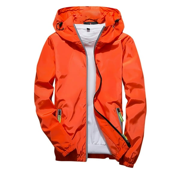 Dagegui Men's Full Zip Up Jackets Lightweight Windproof Hooded Jacket with Pockets Plus Size Casual Outdoor Coats for Hiking Travel Clearance Sale Yellow 7XL