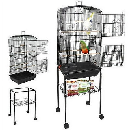 Bird 59'' Cage Rolling Parakeet Finch Budgie Conure Lovebird House with Stand