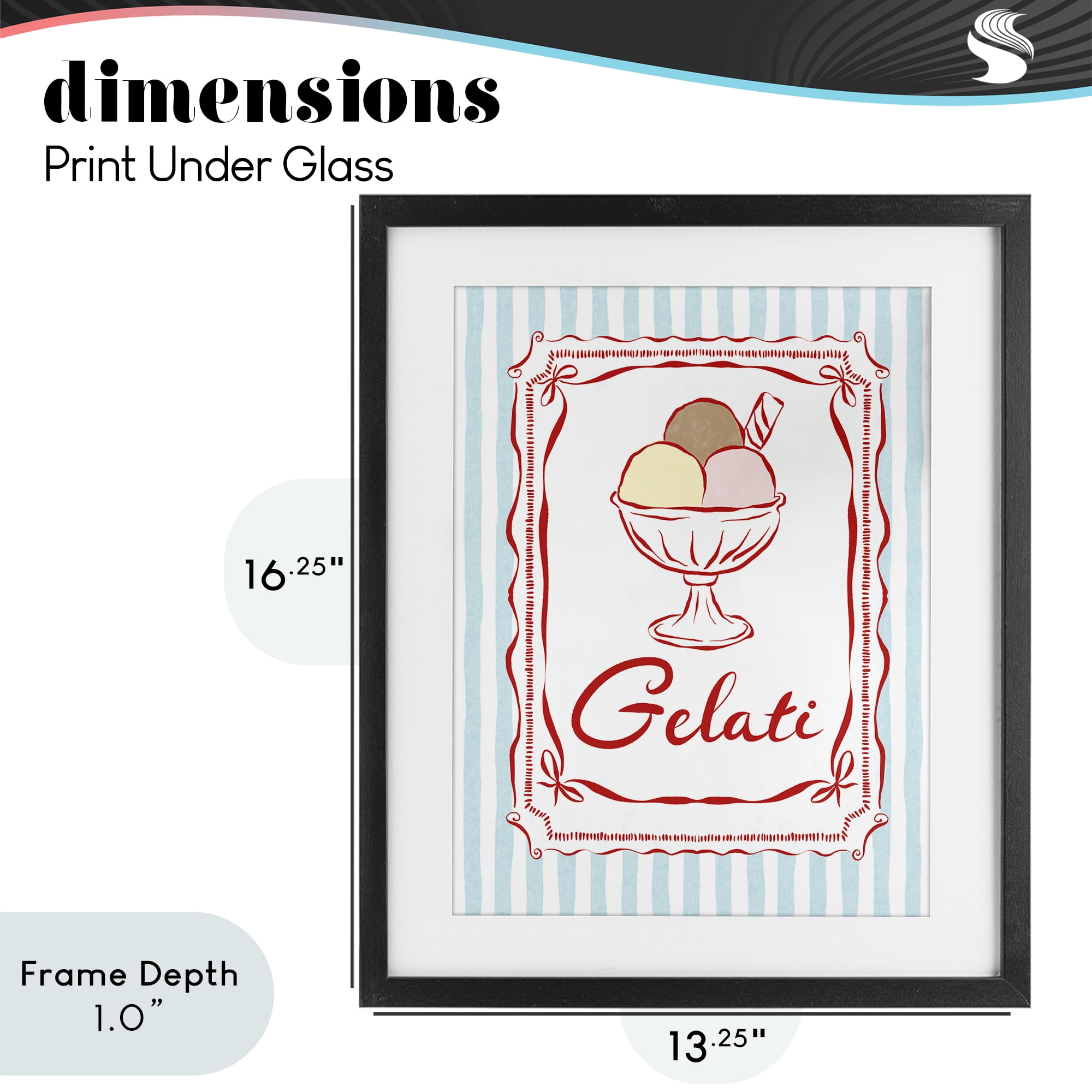 Stupell Industries Italian Summer Gelati Black Framed Print Under Glass, design by Miriam Wood
