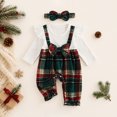 thumbnail image 2 of CAICJ98 Newborn Baby Girl Clothes Ruffle Sleeve Jumpsuit Corduroy Plaid Romper+Headband Cute Fall Winter One Piece Outfit (Green,0-3 Months), 2 of 8