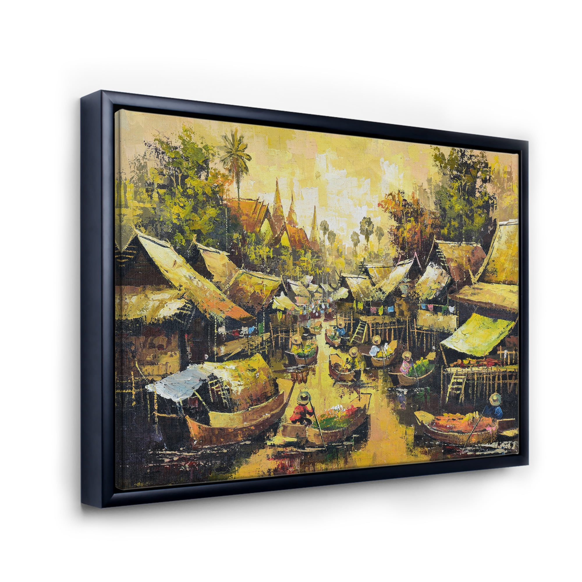 Designart 'Ancient Waterside Life II' Traditional Framed Canvas Wall Art Print