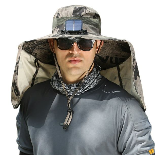 Advancent Gorra impermeable con ventilador solar para máxima protección solar, sombreros de ala ancha para hombres, ventilador de energía Ropa Deportiva, Zapatos caqui 2