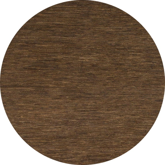 Ahgly Company Machine Washable Indoor Round Abstract Bakers Brown Area Rugs, 5' Round