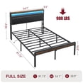 thumbnail image 5 of PAPROOS Full Size LED Bed Frame with Charging Station, PU Leather Upholstered Bed, Metal Platform Bed with Soft Cushioned Headboard for Adults Teens, Brown, 5 of 10