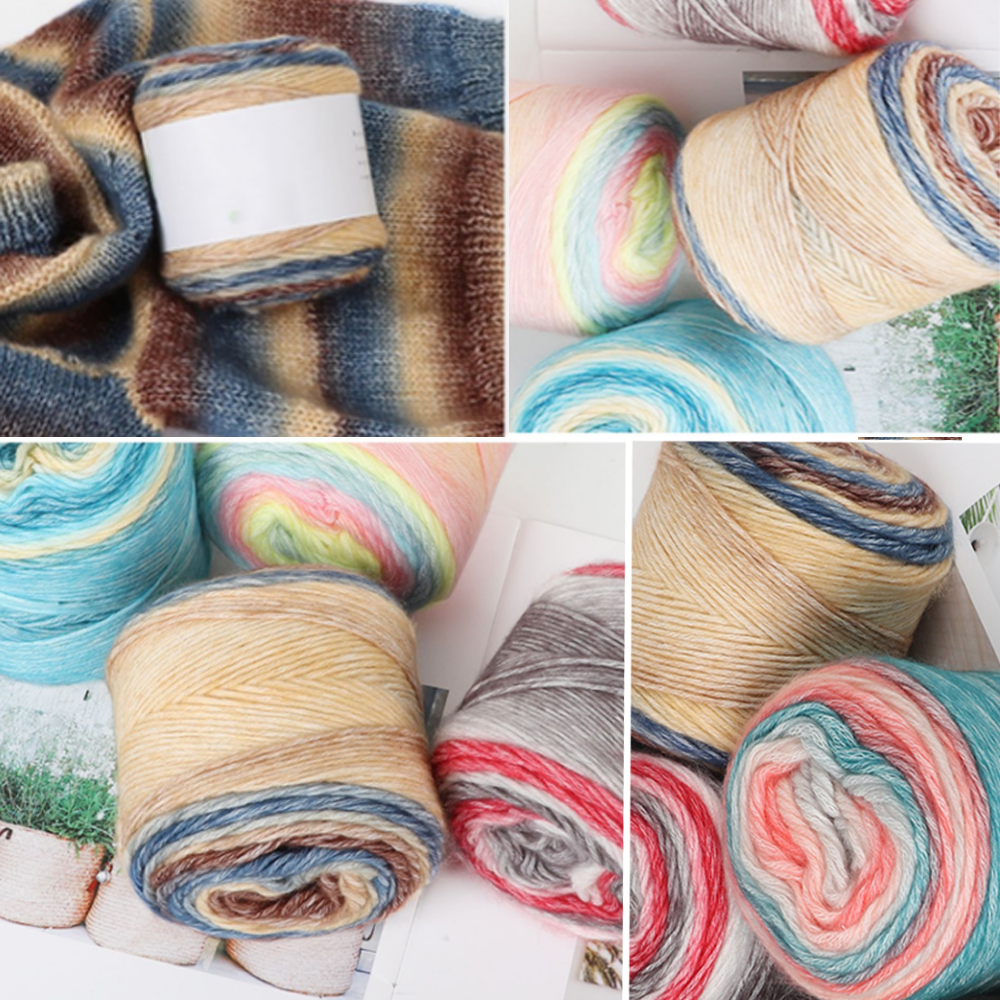 Yarniss Cake Yarn for Crocheting,Gradient Cake Yarns 4 Packs of 100g,Ombré Yarns Rainbow Cotton Yarn for Making Colorful Crafts, Khaki Gradient