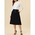 thumbnail image 5 of Allegra K Women's A-Line High Elastic Waist Button Front Casual Pleated Above the Knee Skirt, 5 of 6