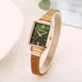 thumbnail image 1 of Reloj cuadrado de cuarzo para mujer y niña, pulsera con correa magnética, esfera verde, malla de oro rosa, relojes de lujo, 1 of 4