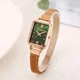 thumbnail image 1 of Reloj cuadrado de cuarzo para mujer, cronógrafo con correa magnética, esfera verde, sencillo, de lujo, con malla de oro rosa, novedad de 2024, 1 of 5