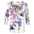 thumbnail image 3 of TIMIFIS Hauts pour Femmes Manches 3/4 Décontractés Coupe Ample Tuniques Col Rond T-shirt Automne, 3 of 4