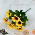 thumbnail image 4 of 1X Small 7-Head Sunflower, Kaireo Artificial Flowers, Artificial Sunflowers Bouquet with Leaves Silk Sunflowers Bouquet for Home Parties and Wedding Decoration, 4 of 8