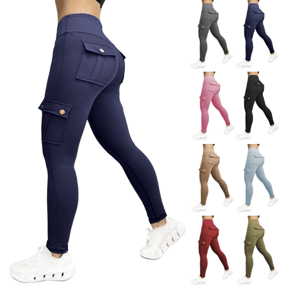 VEKDONE Butt Lifting Leggings for Women Plus Size High Waisted Cargo Leggings with Pockets Plus Size Tummy Control Workout Yoga Pants