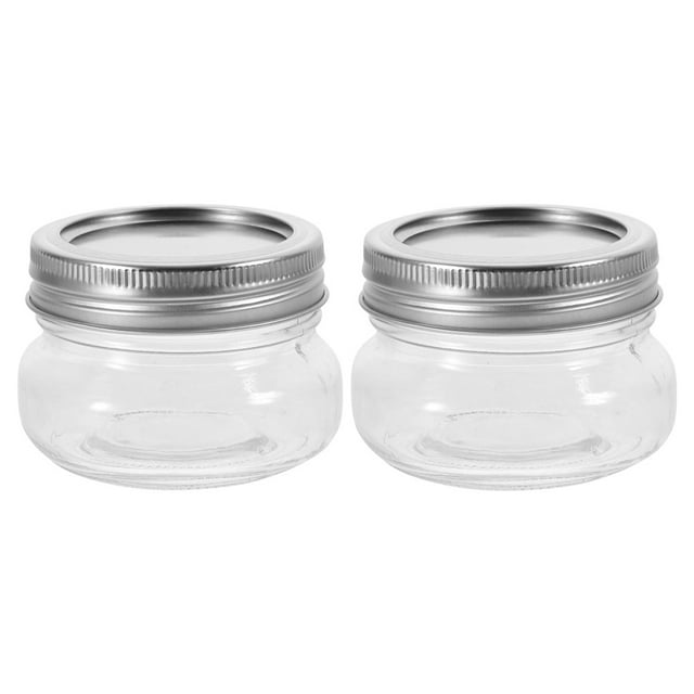 2Pcs Small Glass Jars Mini Mason Jar Wide Mouth Small Jam Honey Container Jars