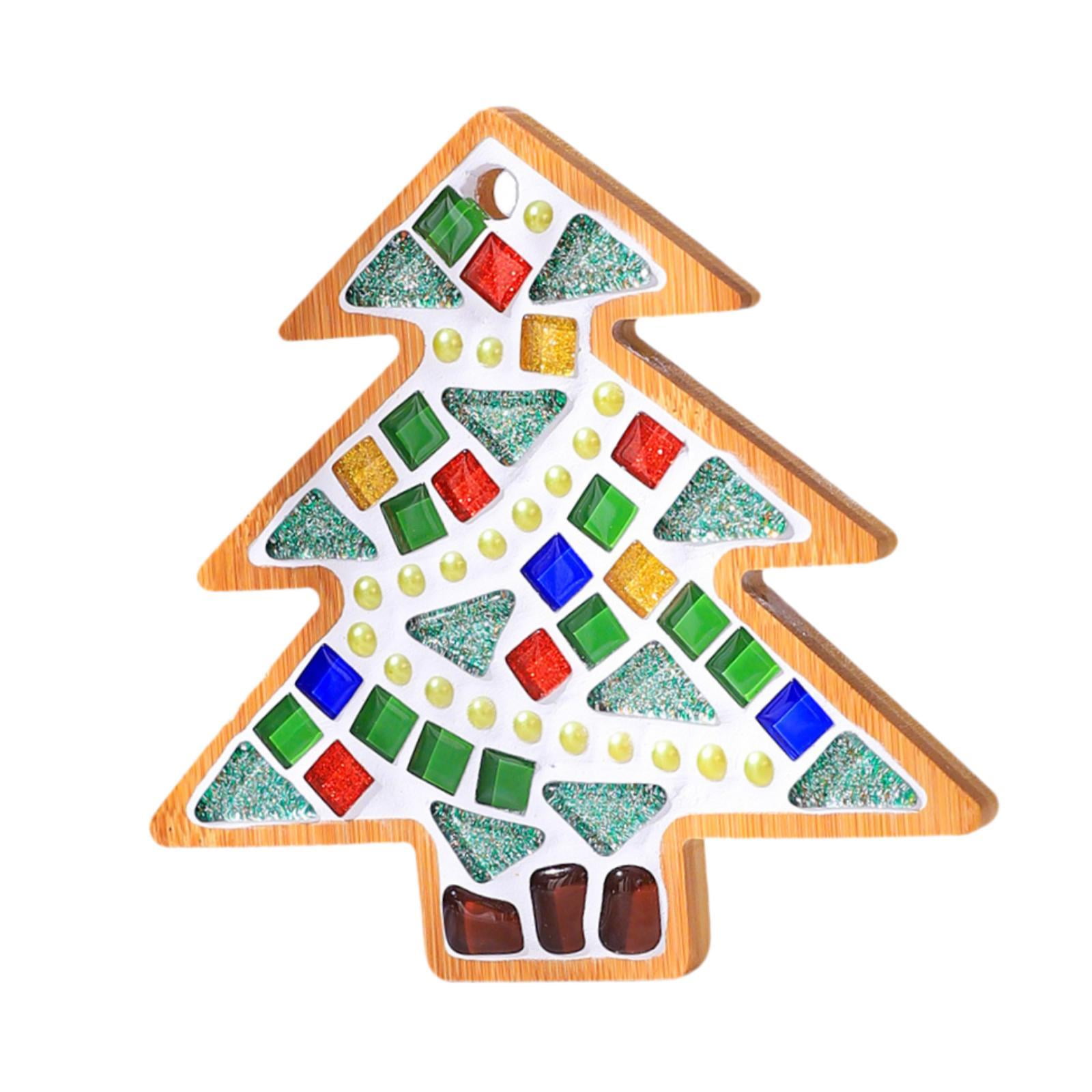Mosaic Coaster Craft Kit DIY Tiles Handmade Christmas Tree Design for Kids and Adults Holiday Home Decor