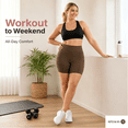 thumbnail image 4 of Afelkas Women's High Waist Yoga Shorts Tummy Control Fitness Athletic Workout Running Shorts with Pockets Brown,S, 4 of 7