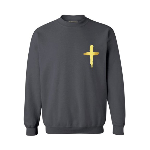 Awkward Styles Golden Cross Unisex Crewnecks Christian Crewneck for Her Cross Clothes Collection Jesus Cross Crewneck for Women Jesus Sweater for Men Christian Gifts Cross Outfit for Men and Women
