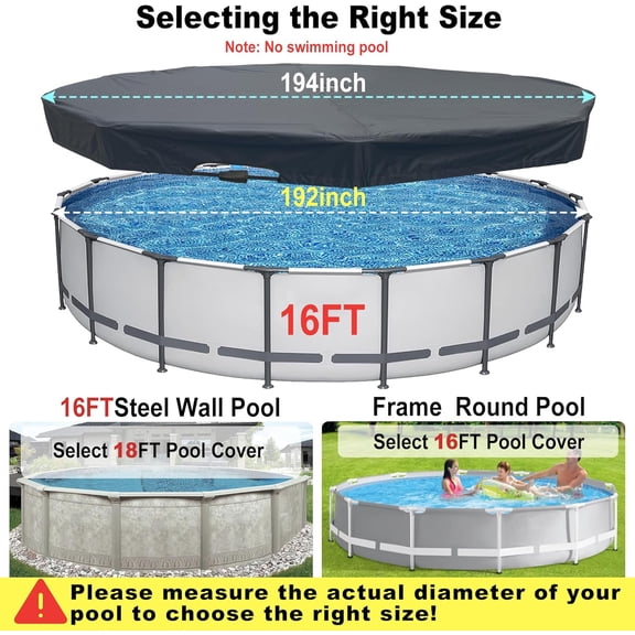 16 Ft Round Pool Cover - and Weather Resistant, Waterproof Solar Swimming Pool Cover with Quick Installation
