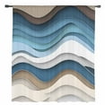 thumbnail image 2 of Blue Beige Ombre Semi Sheer Curtains Drapes for Living Room, Bedroom, French Doors Window 54 Inches Long, Moire Geometric Abstract Modern Rod Pocket Chiffon Curtain Drapery Voile Draperies Panel, 2 of 6