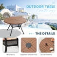 thumbnail image 3 of DIFY 40.6" Round Metal Patio Dining Table for 4, Outdoor Table with Umbrella Hole & Shelf, Walnut, 3 of 6
