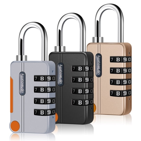 AOWOO 3 Pcs 4 Digit Small Combination Locks, Zinc Alloy Combination Lock Outdoor, Resettable Sport Padlock, Multifunctional Waterproof Password Padlock for Gym, Fence, Staff Locker