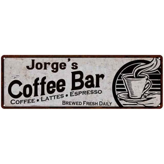 Jorge's Coffee Bar Sign Kitchen Decor 6x18 206180007380
