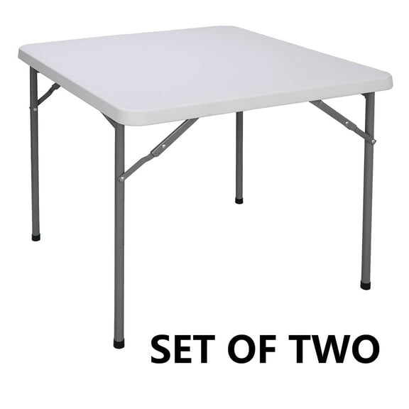 LINJH 2PCS 3FT Square Folding Card Table Indoor Outdoor Portable Plastic Camping Table