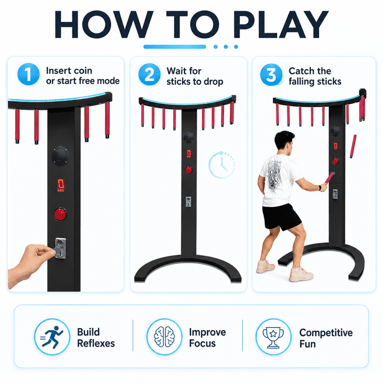 Juego De Palos Que Caen – Entrenamiento De Reflejos Con 3 Velocidades, Juguete Interactivo Para Niños +6 Años – Atrapa Y Mejora Tu Concentración