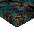 thumbnail image 4 of Ambesonne Floral Fitted Sheet, Geometric Art Retro Flowers, King Size, Petrol Blue and Cinnamon, 4 of 5