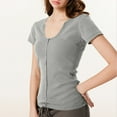 thumbnail image 1 of FcBaudy Hauts pour Femmes, Chemises pour Femmes, Blouses & Chemises à Manches Courtes Col Rond Blouse Décontractée Oversize Unie Col Rond à Capuche T-shirt Femme polyester, 1 of 6