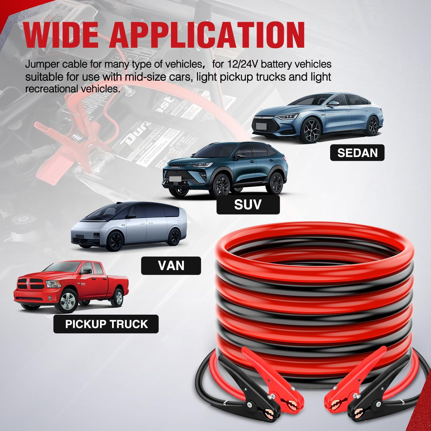 Nilight Jumper Cables for Car Battery 4 Gauge 20 FT Booster Cable Heavy Duty 600 A CCA with Carrying Bag Jump Start Emergency Kit Pickup Truck RV Vans SUV
