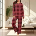 thumbnail image 6 of Womens Pajama Set Fashion Plaid Print Comfortable Sleepwear with Pants Casual Crew Neck Long Sleeve Pajamas Womens Summer Pajamas, 6 of 7