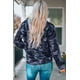 thumbnail image 1 of ABPHQTO Abrigo de mujer con bolsillos y cremallera con capucha y estampado de camuflaje negro, 1 of 5
