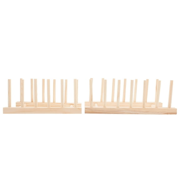 TAILTOSS Dish Storage Rack Wood Color for Living Room 2Pcs 10.6X4.7X3.8in
