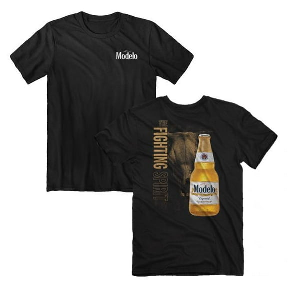Modelo Especial 890543-xlarge The Fighting Spirit Front & Back Print T-Shirt, Black - Extra Large