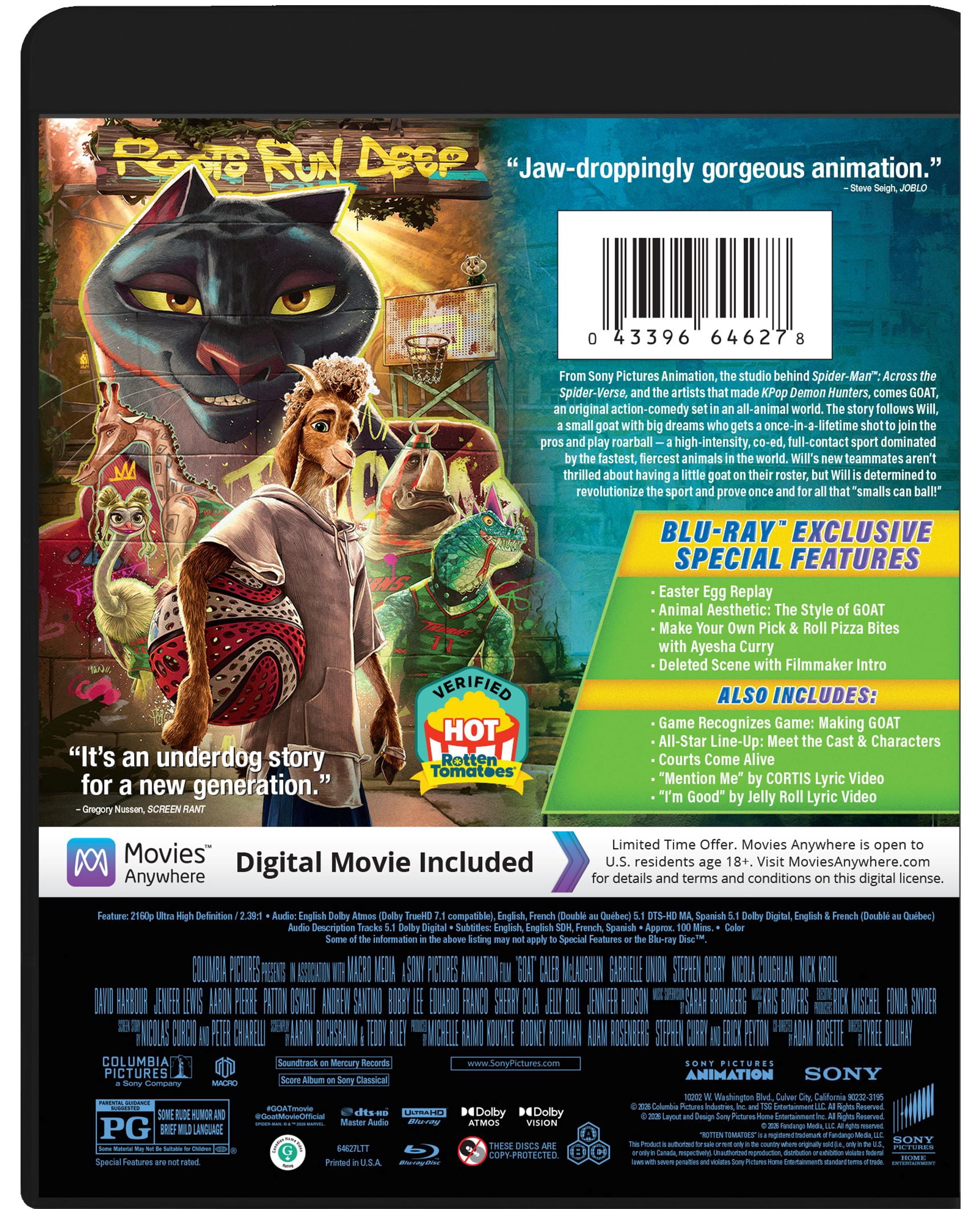 GOAT (4K Ultra HD + Blu-ray + Digital Copy) Sony Pictures, Family, Animation, Comedy
