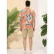thumbnail image 5 of Lars Amadeus Camisa Tropical De Manga Corta Con Estampado Floral Para Hombre Con Botones Y Hojas Hawaianas naranja verde XXL Unique Bargains Camisa, 5 of 6