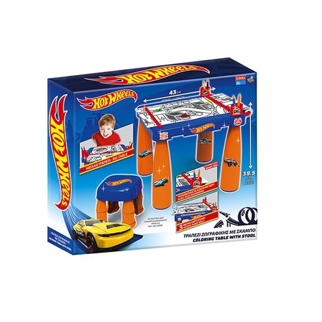 Mesa de colorear grande multicolor con taburete Hot Wheels Bildo Bildo 9617