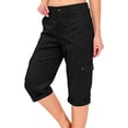 thumbnail image 2 of Women's Capri Pants Travel Hiking Straight Leg Joggers Casual Summer Drawstring Cropped Pants with Pockets Black L, 2 of 5