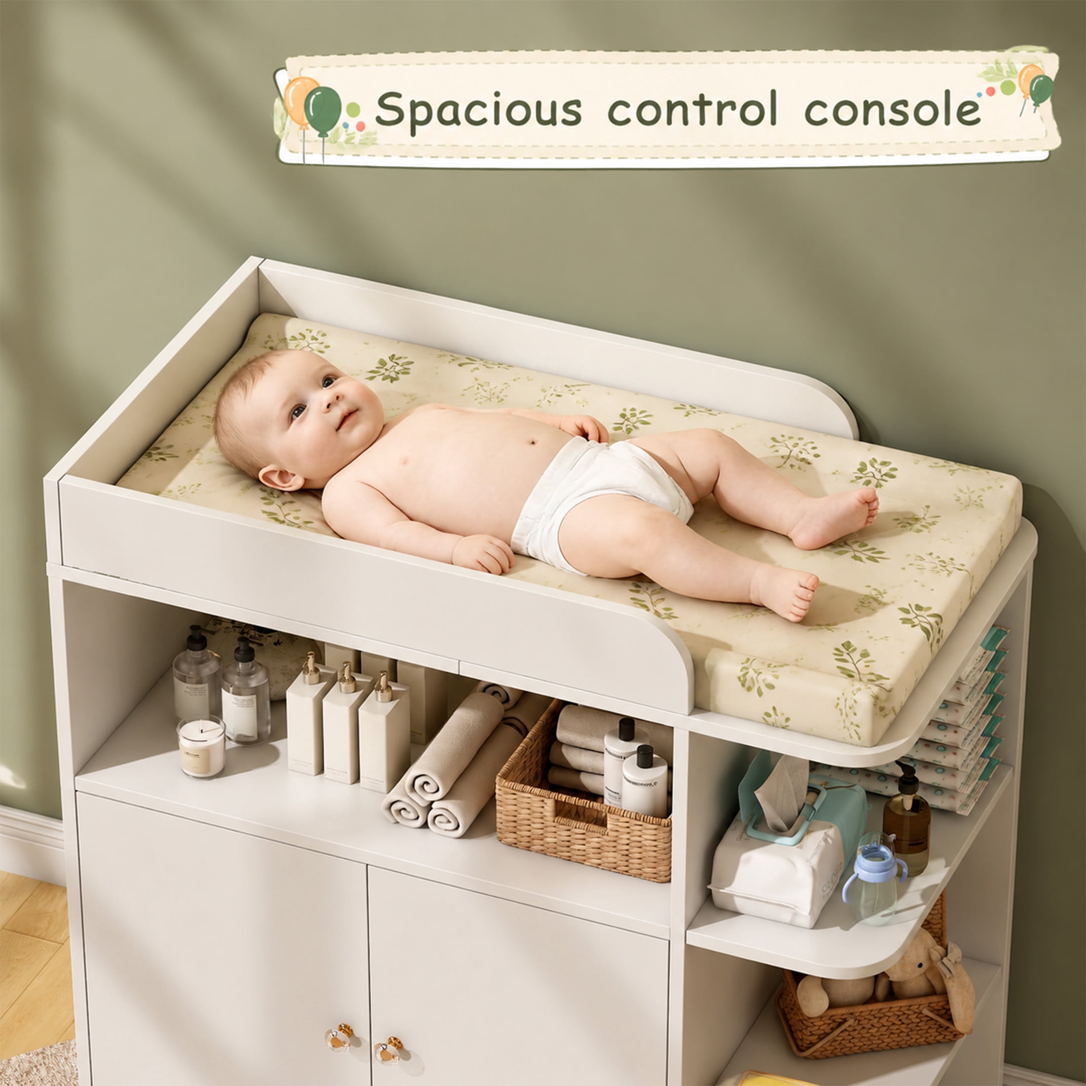 Linor Baby Dresser with Changing Table, 34.3 x 18.5 x 34.5 in