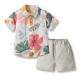 thumbnail image 2 of Esaierr Kids Baby Summer Hawaii Beach 2Pcs Sets for Boys,Toddler Short Sleeve Lapel down Button down Print Beach Shirts and Short Pants Two-Piece Set,Sizes 6M-6T, 2 of 9
