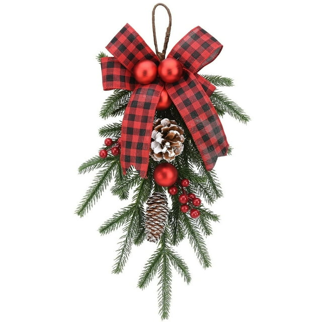 Guirlande de Noël Guirlande de Noël en Forme de Larme Guirlande de Décoration avec Larmes de Fruits Rouges et Pommes de Pin Guirlande de Noël Adaptée pour Décoration de Fête